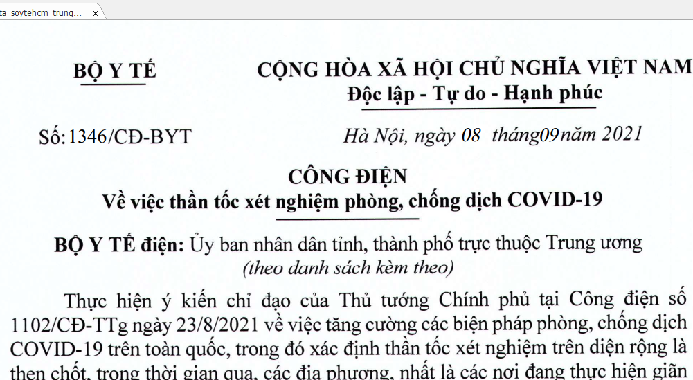 Cảnh giác thủ đoạn cắt xén câu chữ trong Công điện 1346/CĐ-BYT về công tác phòng chống dịch của Bộ trưởng Bộ Y tế